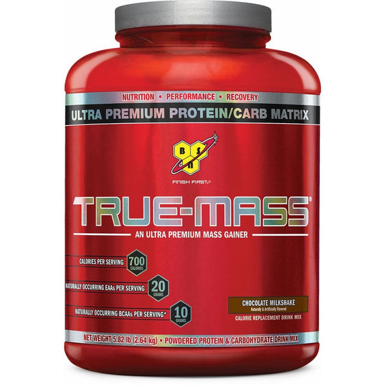 BSN TRUE-MASS Weight Gainer, Muscle Mass Gainer Protein Powder, Chocolate Milkshake, 5.82 Pound