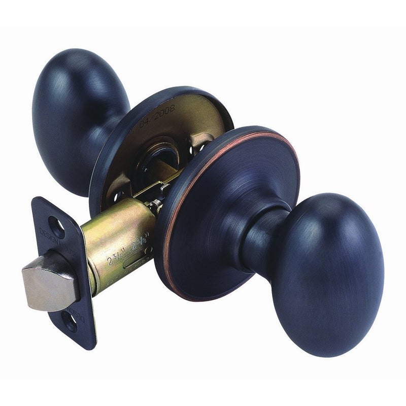 Design House 750570 Egg 2-Way Latch Passage Door Knob, Adjustable Backset, Oil Rubbed Bronze Finish