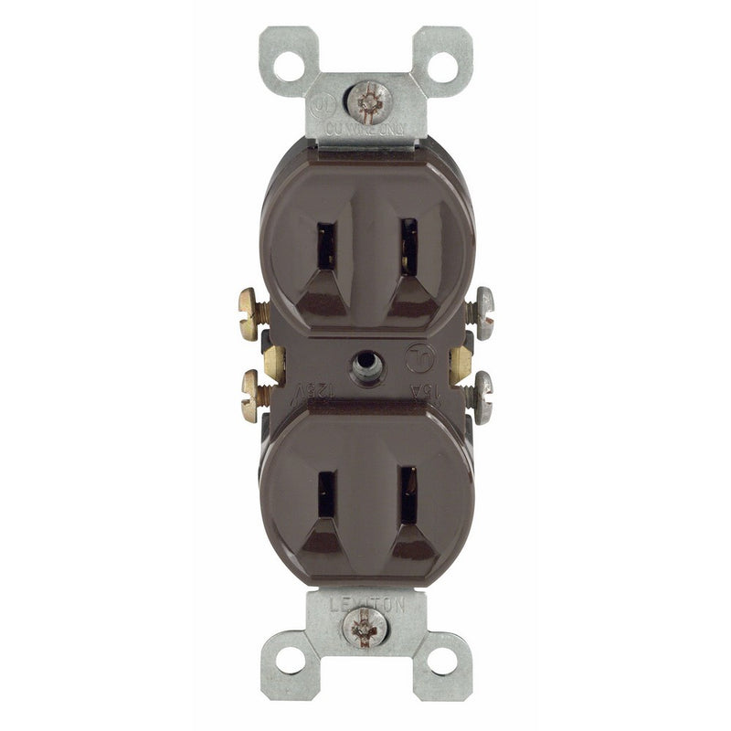 Leviton 223 15 Amp, 125 Volt, with Duplex Receptacle, Residential Grade, Non-Grounded, Brown