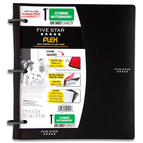 Five Star Flex NoteBinder, 1 Inch Binder, Notebook and Binder All-in-One, Black (72009)