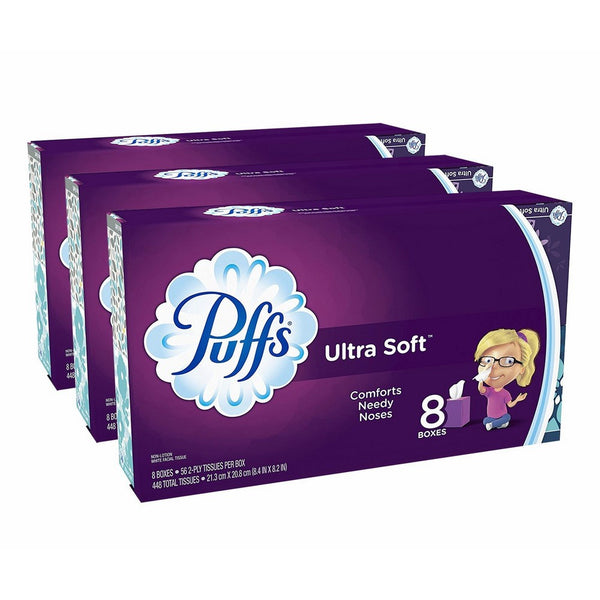 Puffs Ultra Soft Facial Tissues, 24 Cubes, 56 Tissues per Cube (Packaging may vary)