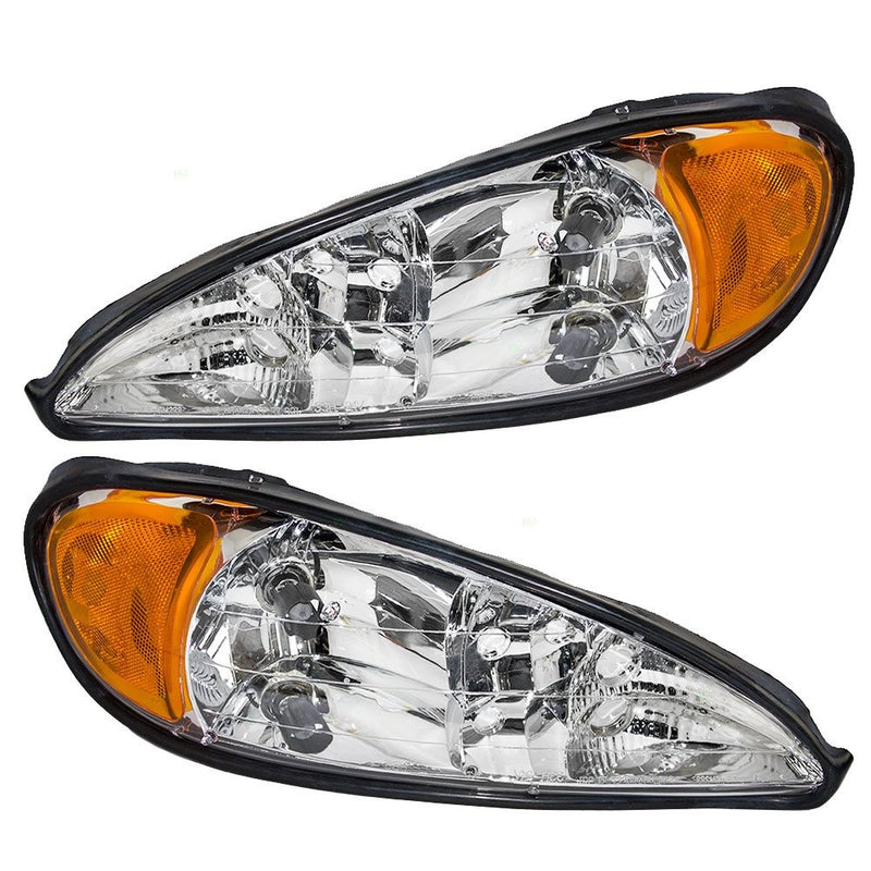 Driver and Passenger Headlights Headlamps Replacement for Pontiac 22672207 22672208
