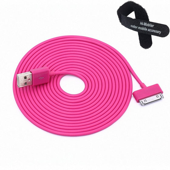 YY Store [Braid Series] 10ft 3-metre 30-pin USB2.0 Braided Cable For Iphone 4 4s Ipod Touch 4 - Hot Pink