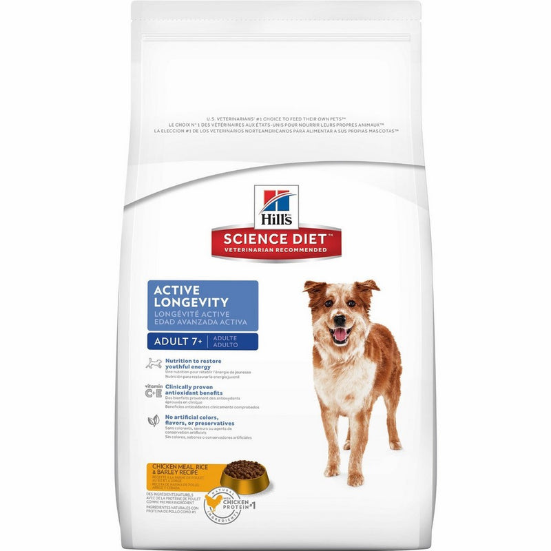 Hill's Science Diet Senior Dog Food, Adult 7 Active Longevity Chicken Meal Rice & Barley Recipe Dry Dog Food, 33 lb Bag