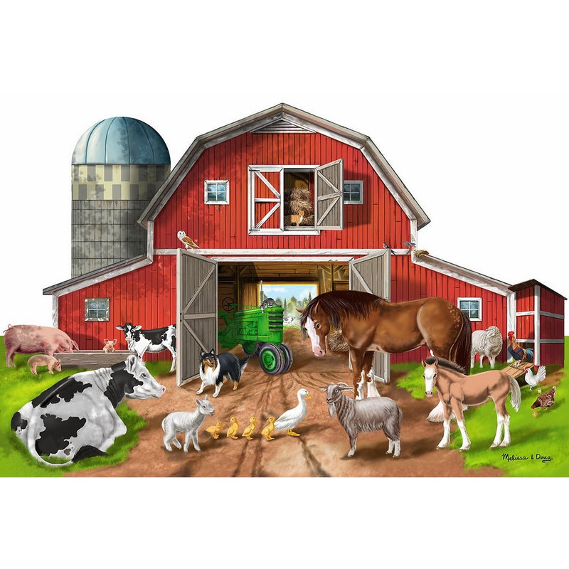 Melissa & Doug Busy Barn Shaped Jumbo Jigsaw Floor Puzzle (32 pcs, 2 x 3 feet)