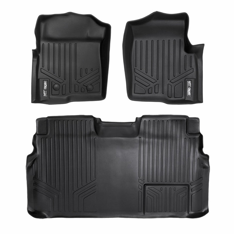 SMARTLINER Floor Mats 2 Row Liner Set Black for 2011-2014 Ford F-150 SuperCrew Cab