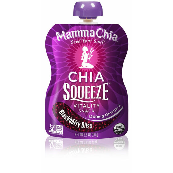 Mamma Chia Squeeze Vitality Snack, Blackberry Bliss, 3.5 Ounce (Pack of 8)