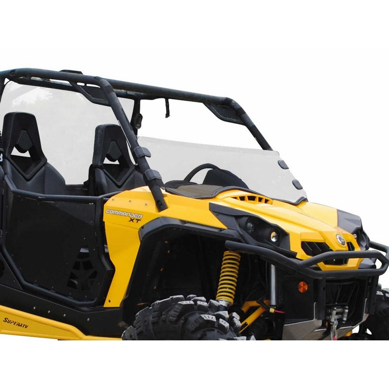 SuperATV Heavy Duty Clear Scratch Resistant Half Windshield for Can-Am Commander 800/1000 (2011) - Hard Coated for Extreme Durability and Long Life!