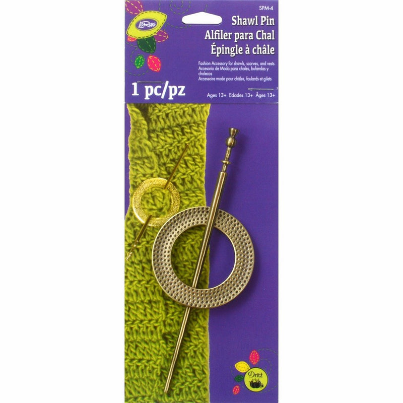 Dritz Textured Round Metal Shawl Pin, Brass