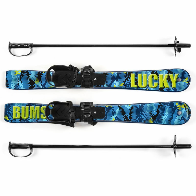 Lucky Bums Toddler Kids Beginner Snow Skis and Poles Set, Digital Blue