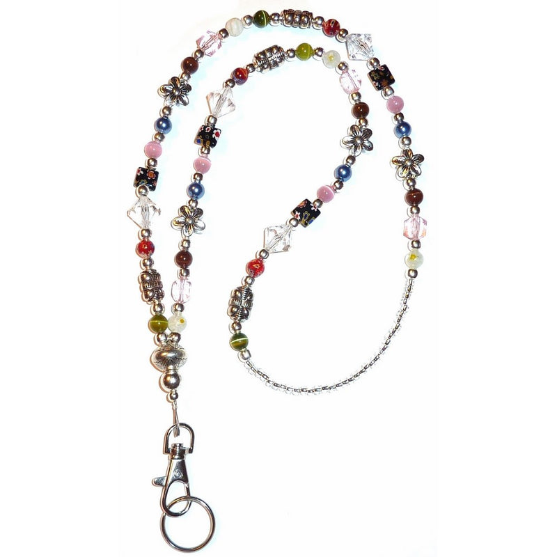Hidden Hollow Beads Slim Multi contSlim Multi Fashion Women's Beaded Lanyard 34", Breakaway and Non Breakaway Available