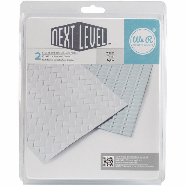 American Crafts Next Level Woven Embossing Folder 2-Pack by We R Memory Keepers | Includes two 6 x 6-inch embossing folders in different woven patterns