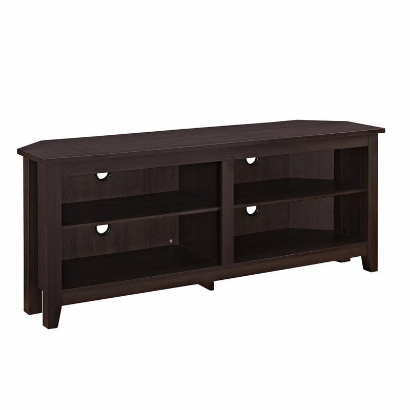 WE Furniture 58" Wood Corner TV Stand Console, Espresso