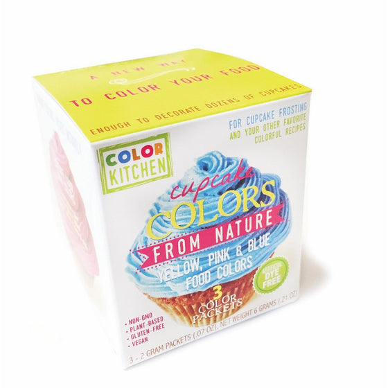 ColorKitchen Cupcake Coloring Set (PINK, YELLOW, and BLUE) - Non-GMO, Plant Based, Gluten-Free