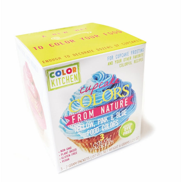 ColorKitchen Cupcake Coloring Set (PINK, YELLOW, and BLUE) - Non-GMO, Plant Based, Gluten-Free