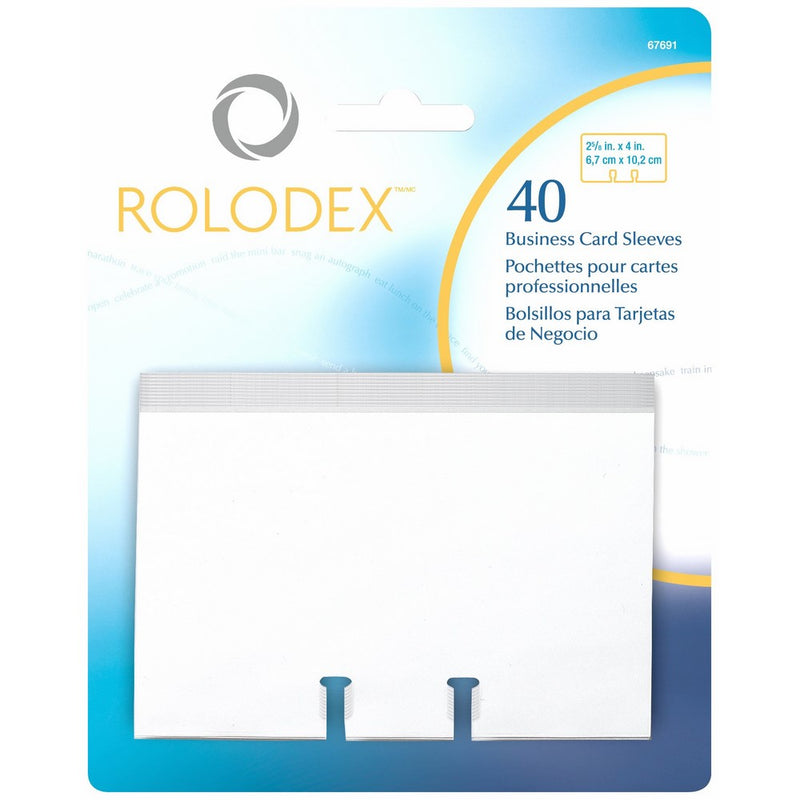 Rolodex Business Card Tray Refill Sleeves, Holds 2 of 2.625 x 4 Inch Cards, White, 40 per Pack (67691)