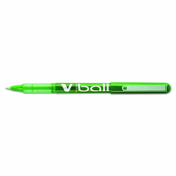 Pilot VBall Liquid Ink Roller Ball Stick Pen, Green Ink.5mm (35209) - (Pack of 12)