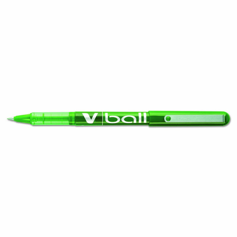 Pilot VBall Liquid Ink Roller Ball Stick Pen, Green Ink.5mm (35209) - (Pack of 12)