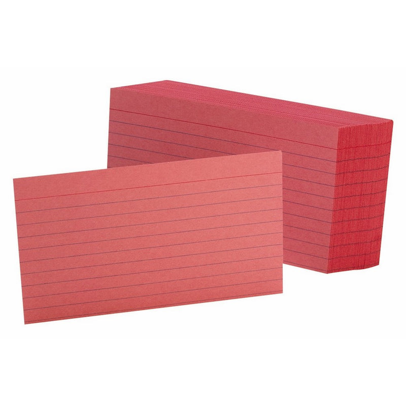 Oxford Ruled Color Index Cards, 3" x 5", Cherry, 100 Per Pack (7321 CHE)