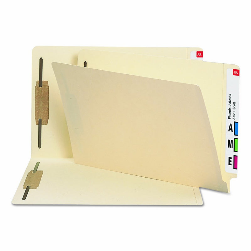 Smead Heavyweight End Tab Fastener File Folder, Shelf-Master Reinforced Straight-Cut Tab, 2 Fasteners, Legal Size, Manila, 50 per Box (37215)