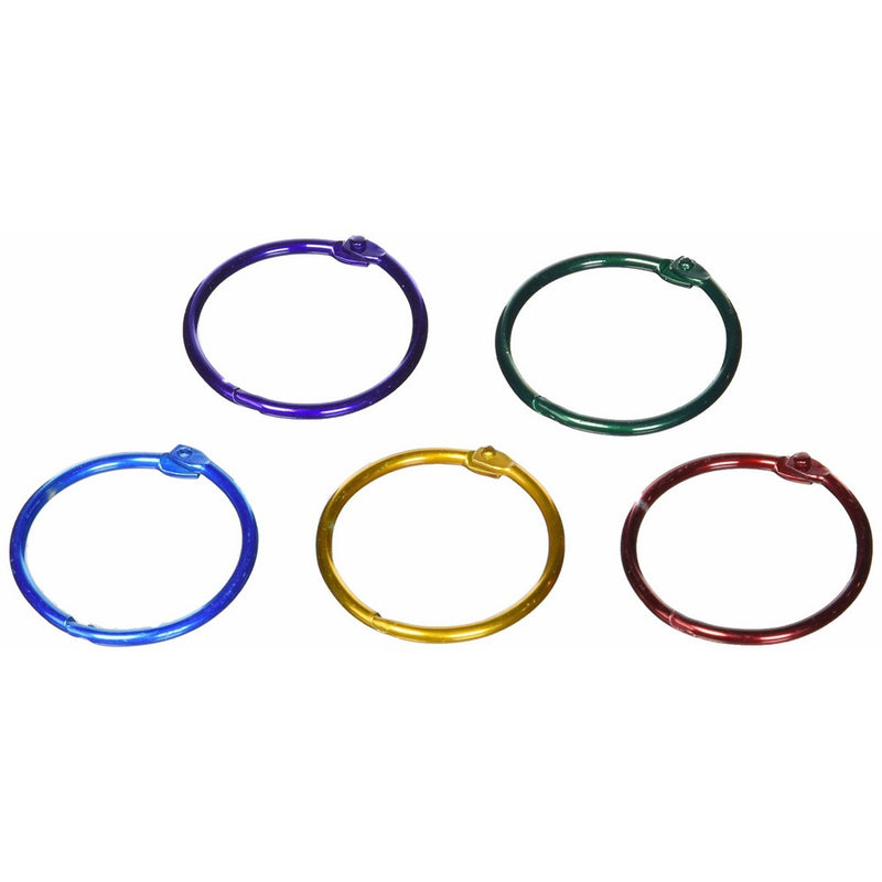 Hygloss Products Book Rings – 1-1/2 Inch Assorted Color Metal Binder Rings, 50 Pack