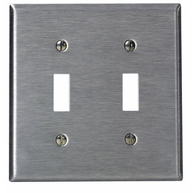 Leviton 84009-40 2-Gang Toggle Device Switch Wallplate, Standard Size, Device Mount, Stainless Steel