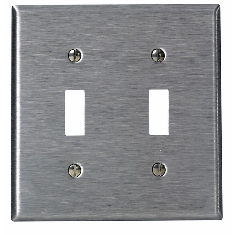 Leviton 84009-40 2-Gang Toggle Device Switch Wallplate, Standard Size, Device Mount, Stainless Steel
