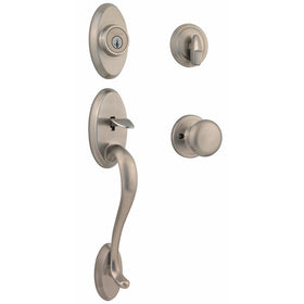 Kwikset Shelburne Single Cylinder Handleset w/Juno Knob featuring SmartKey in Satin Nickel