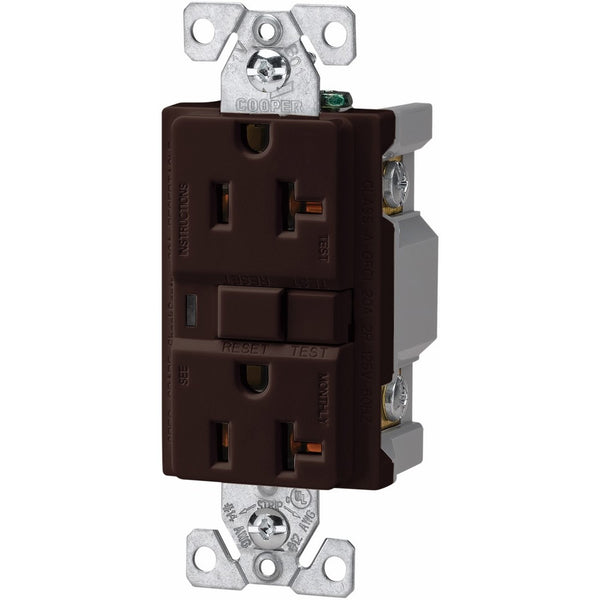 Eaton VGF20B 20-Amp 2-Pole 3-Wire 125-Volt Duplex Ground Fault Circuit Interrupter, Brown