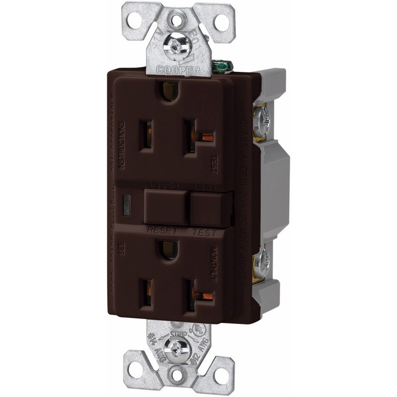 Eaton VGF20B 20-Amp 2-Pole 3-Wire 125-Volt Duplex Ground Fault Circuit Interrupter, Brown