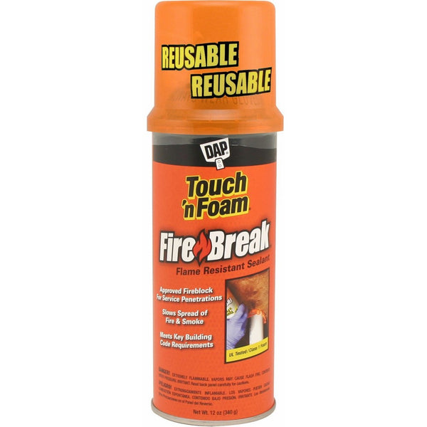 Touch 'n Foam Dap 10012 FireBreak Flame Resistant Sealant, 12 oz., Orange