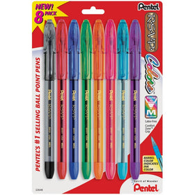 Pentel R.S.V.P. Ballpoint Pen, Medium Point, Assorted Ink Colors, 8 Pack(BK91CRBP8M)