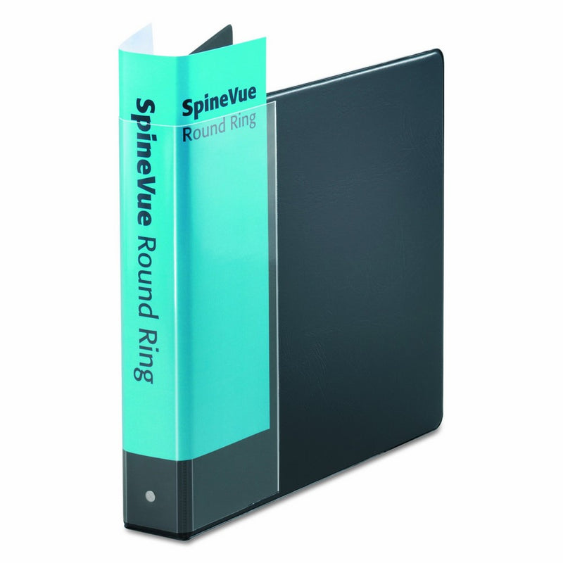 Cardinal SpineVue Locking Round Ring Binder, 1.5-Inch, Black (16701V3)