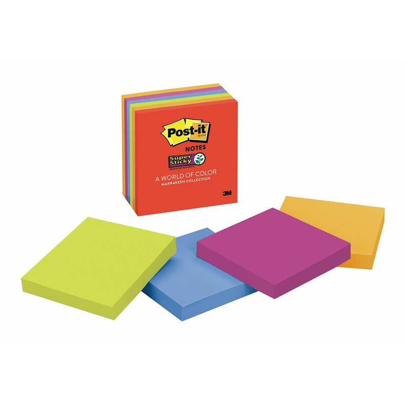 Post-it Super Sticky Notes, 3 in x 3 in, Marrakesh Collection, 6 Pads/Pack (654-6SSAN)