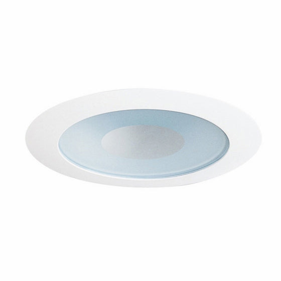 Juno Lighting 441W-WH Lensed 4IN LV Shower Trim, Perimeter Frosted Lens with White Trim Ring