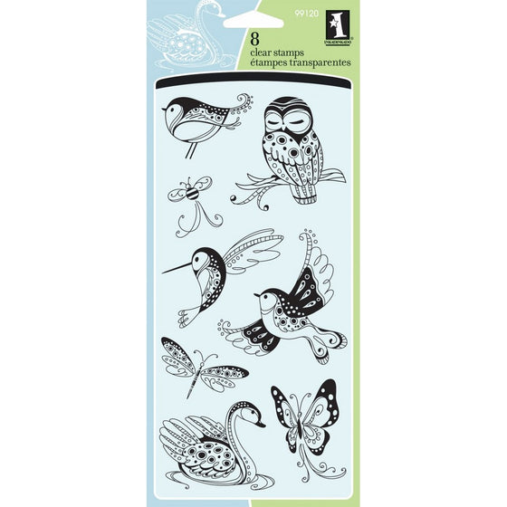 Inkadinkado Clear Stamps, 4 by 8-Inch, Patterned Birds and Bugs