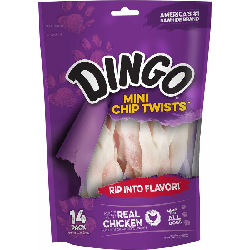 Dingo Mini Chip Twists for All Dogs, Chicken, 14-Count