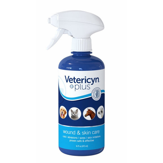 Vetericyn Plus All Animal Wound and Skin Care | Animal Wound Spray – Itch and Sore Relief – Cleans Cuts and Relieves Irritation - 16-ounce