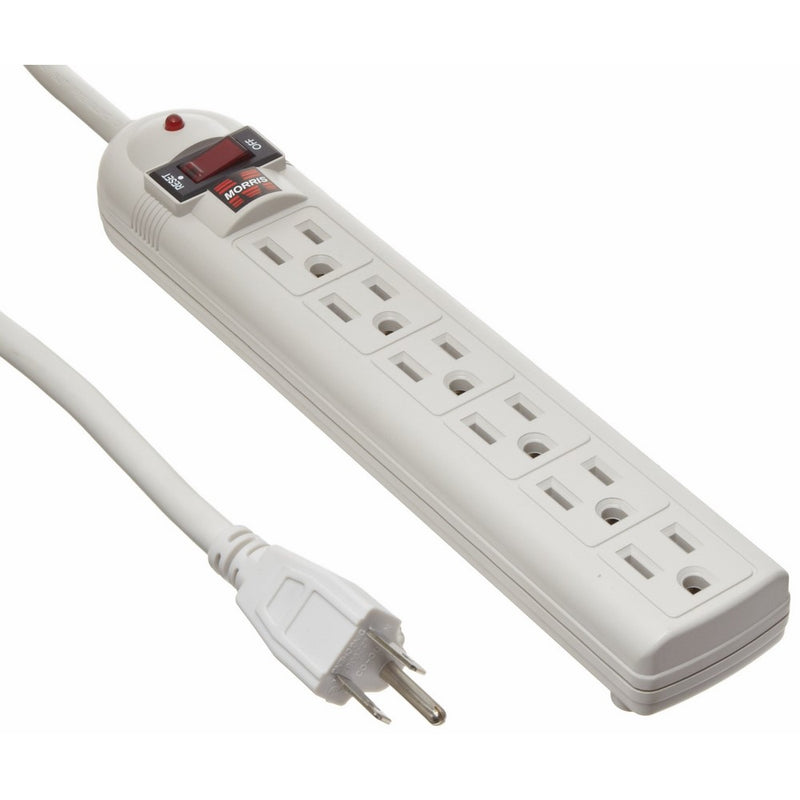 Morris Products 89034 6 Outlet Power Strip Surge Protector, 12' Length, 270 Joules