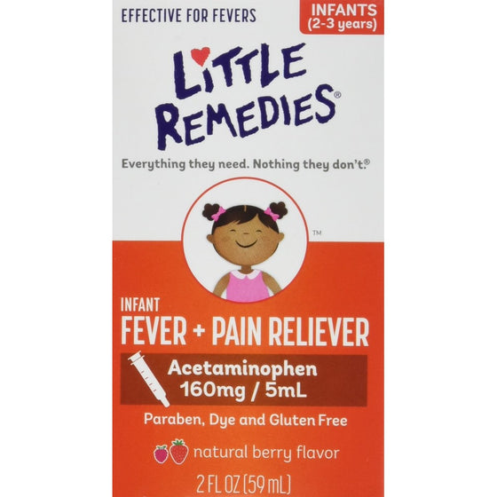 Little Remedies Infant Fever  Pain Reliever | Natural Berry Flavor | 2 oz | For Ages 2-3 years and up