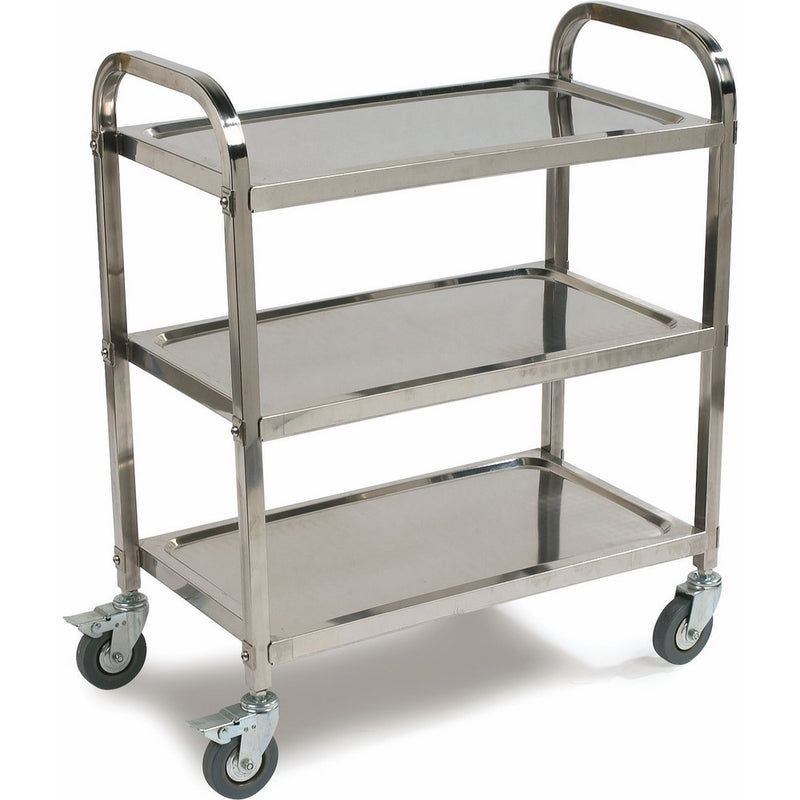 Carlisle UC4031529Knockdown Stainless Steel 3 Shelf Utility / Service Cart, 400 lb. Capacity