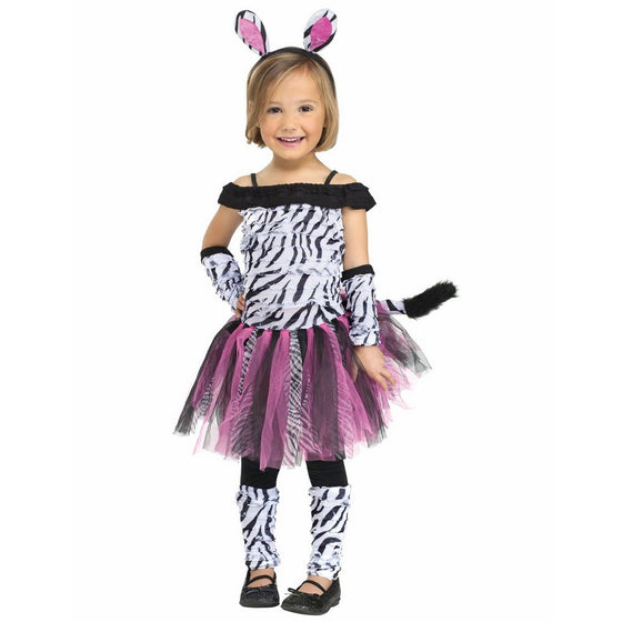 Fun World Costumes Baby Girl's Zebra Toddler Costume, Black/White, Small(24MO-2T)