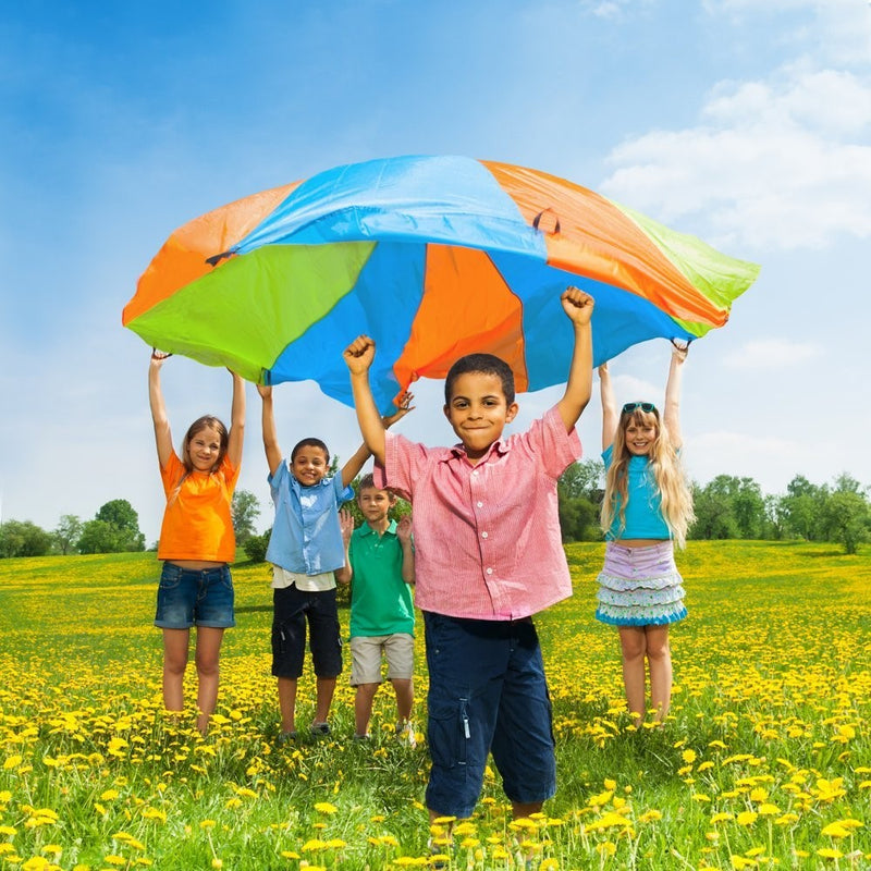 10 Ft. Diameter Parachute with Multi-Color Design and Eight Handles by K-Roo Sports