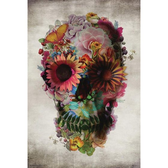 Poster Service Flower Skull Poster, 24-Inch by 36-Inch
