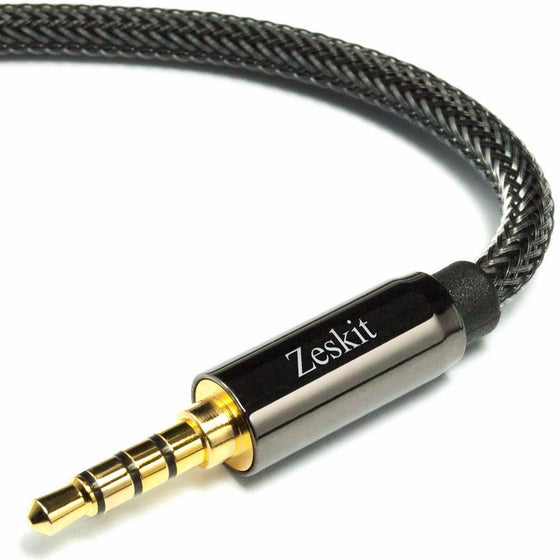 Zeskit 4' Audio Cable — 3.5 mm, Braided Nylon Stereo Audio Cable (Male to Male)