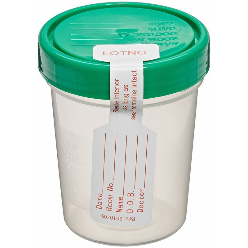 Sterile Specimen Cups, Set of 12, Screw Cap, Tamper Evident, 4 oz.
