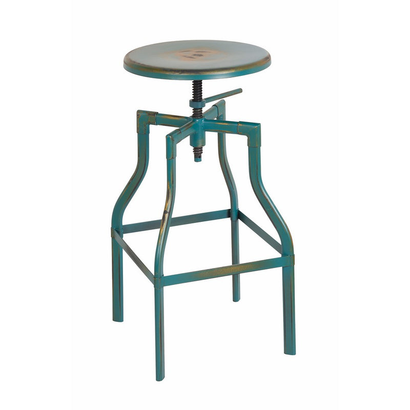 OSP Designs East Vale 30" Metal Barstool, Antique Turquoise