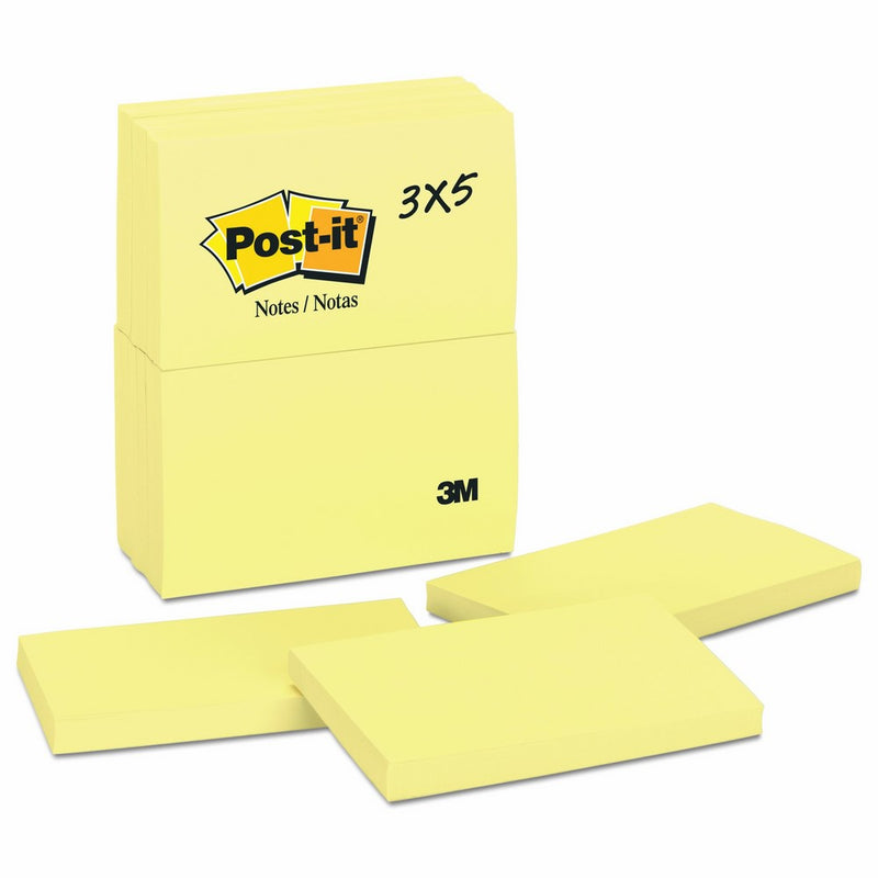 Post-it Notes, 2 7/8in x 4 7/8in, Canary Yellow, 12-Pads/Pack