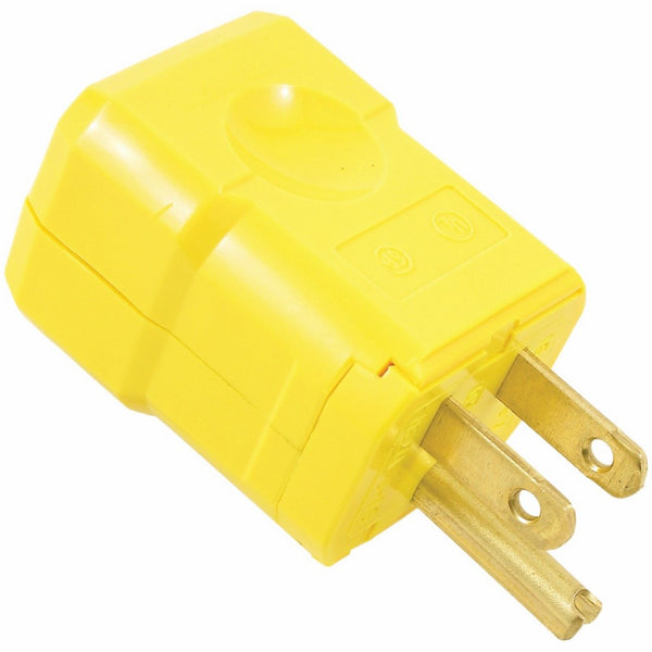 Leviton 5256-VY 15 Amp, 125 Volt, Industrial Grade, Plug, Straight Blade, Grounding, Python, Yellow