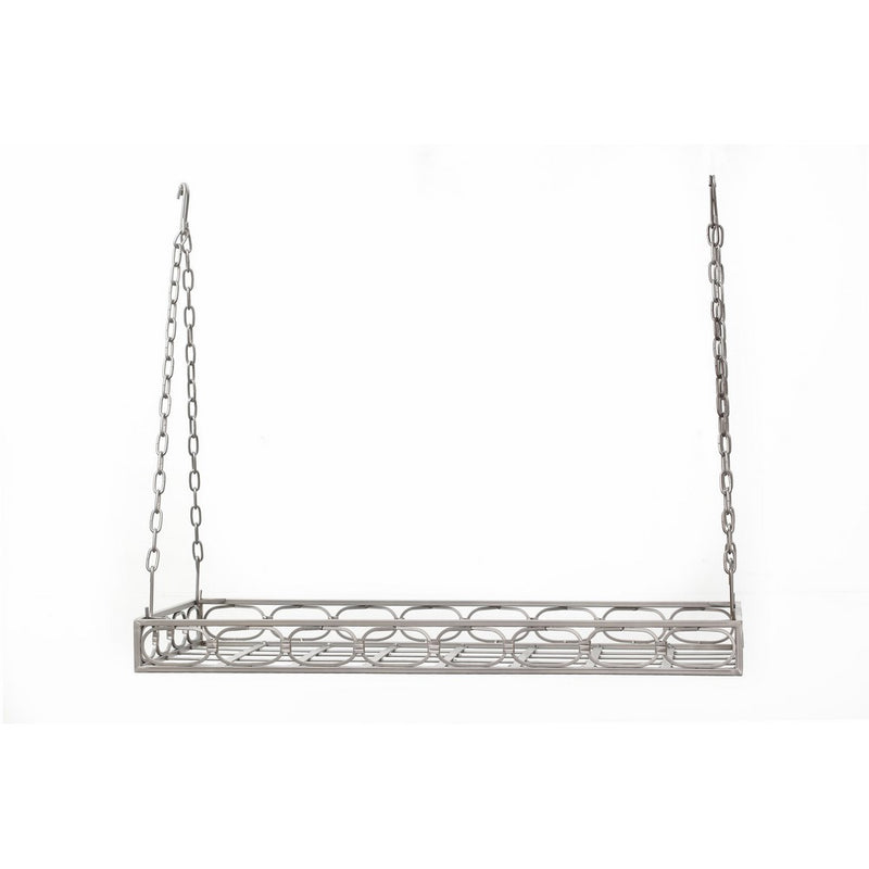 Old Dutch Rectangular Hanging Pot Rack with 16 Hooks, Antique Pewter, 36 x 18 x 4 inches
